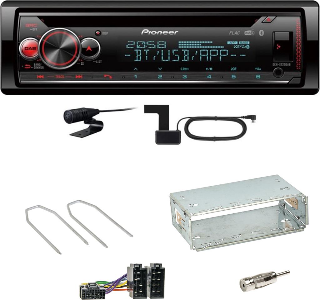 Pioneer DEH-S720DAB Bluetooth USB MP3 Einbauset für Dacia Logan Sandero bis 2011