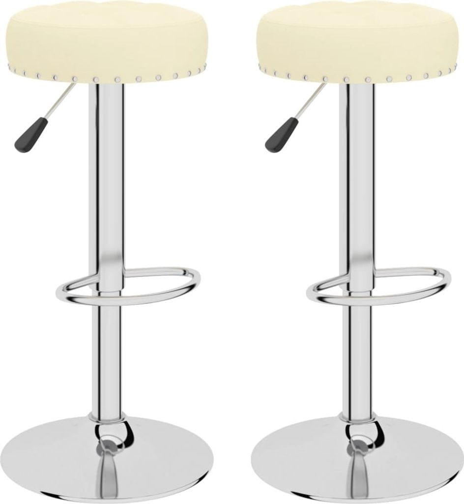 (Robust Möbel)Barhocker 2er Set - Küchenstühle elegantes Design - Creme Stoff - 38,5x38,5x(63 - 83)cm - Barhocker DEMöbel716723