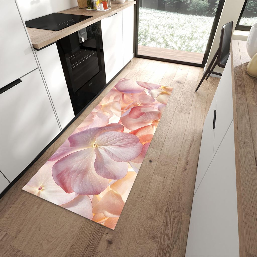 Küchenteppich 80x200cm rutschfest & abwischbar PVC Läufer - Pastellblütenzauber