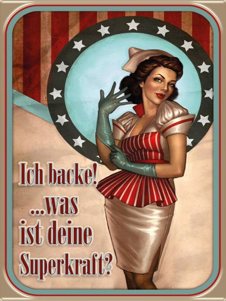 vianmo Holzschild 40x30 cm Pinup ich backe was deine Superkraft