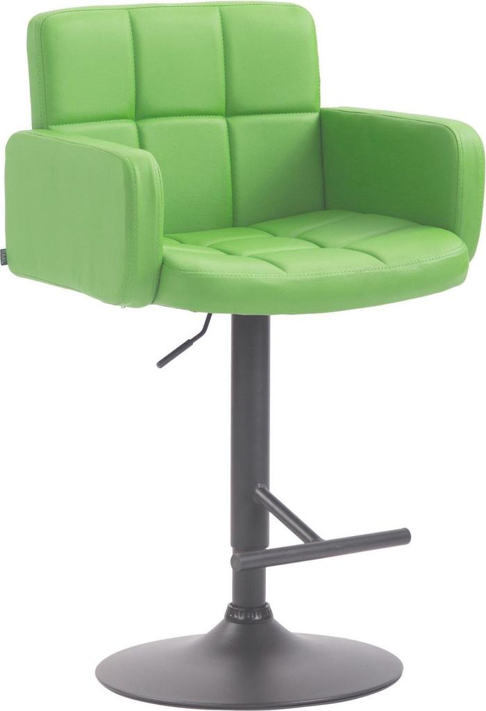 Design-Barhocker - Hocker - Bequemer Platz für den täglichen Gebrauch mit Kunstlederpolsterung | Farbe: Grün | Grundfarbe: Schwarz