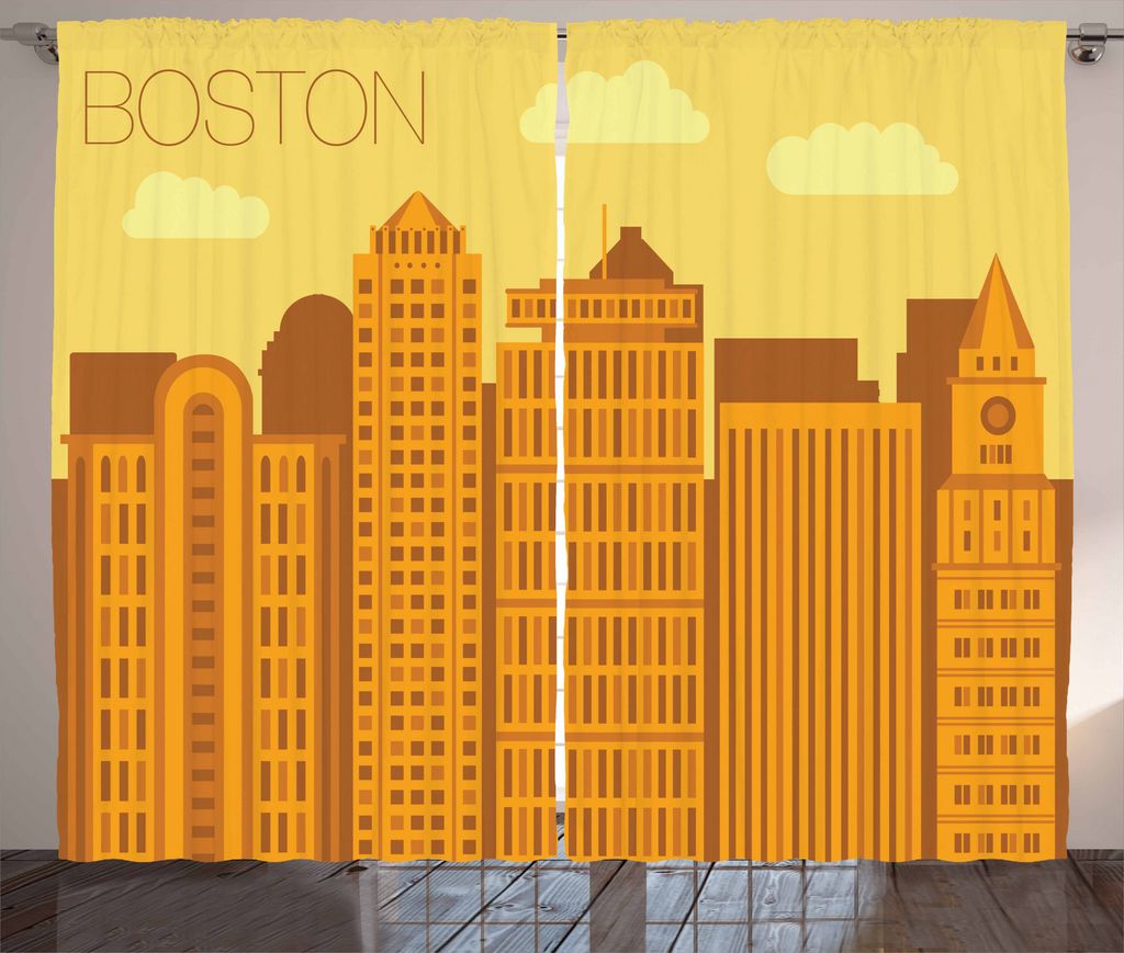 ABAKUHAUS Boston Rustikaler Vorhang, Big City Aussehen, Wohnzimmer Universalband Gardinen mit Schlaufen und Haken, 280 x 175 cm, Blasse Orange Ingwer