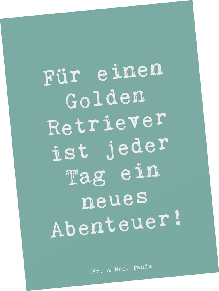Mr. & Mrs. Panda Postkarte Spruch Golden Retriever Abenteuer - Meeresbrise - Geschenk, Hunderasse, Optimismus, Grußkarte, sozialer Hund, Hunderass...