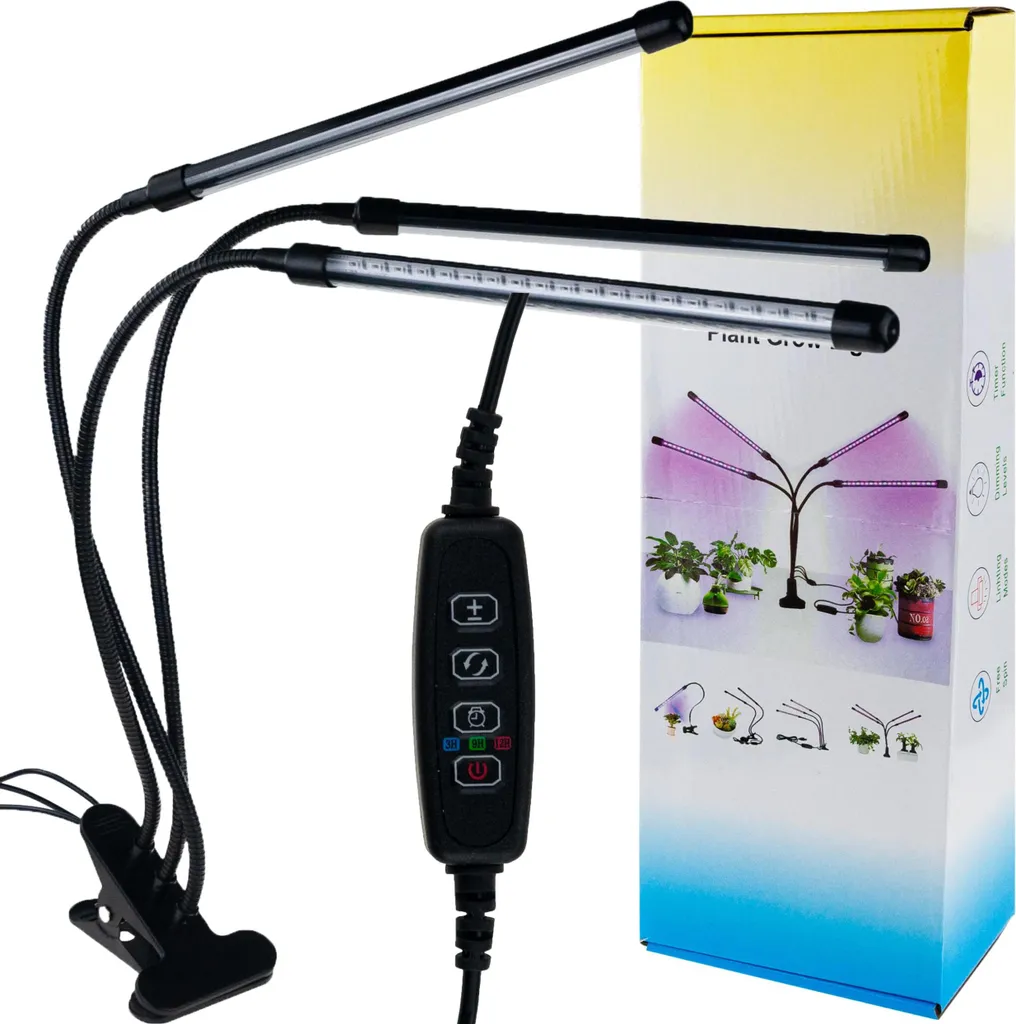Lampe horticole 60 LED télécommandée avec bras orientable noir - 2