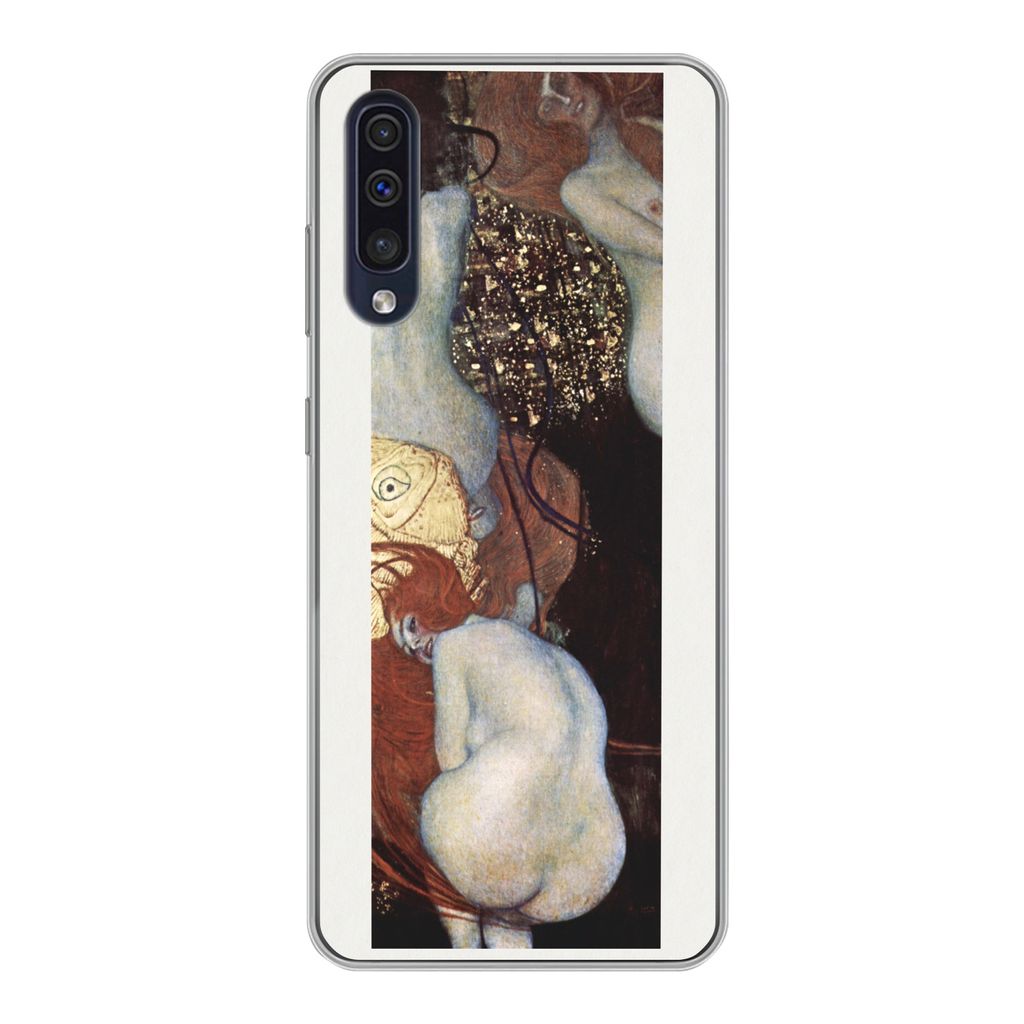 MuchoWow Handyhülle Schutzhülle Hülle für Samsung Galaxy A30s Goldfisch - Gustav Klimt Silikon Softcase Handy Hülle - Karteninhaber