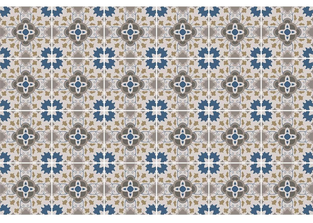 Selbstklebende Fliesenaufkleber für Küche und Bad – 24 Zementfliesenaufkleber, Azulejos Luizia Design – 24 Aufkleber, 10 x 10 cm
