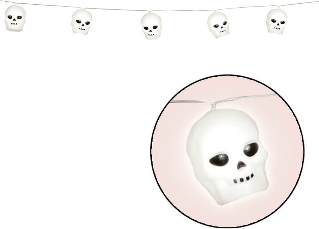Halloween Schädel Girlande Horror Dekoration Elektrische Girlanden Beleuchtung Gruselige Party Highlights Festliche Atmosphäre, Farbe: Weiß