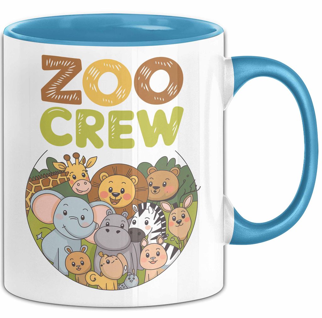Zoo Tiere Liebhaber Tasse Geschenk Lustige Geschenkidee Spruch Zoo Crew (Blau)