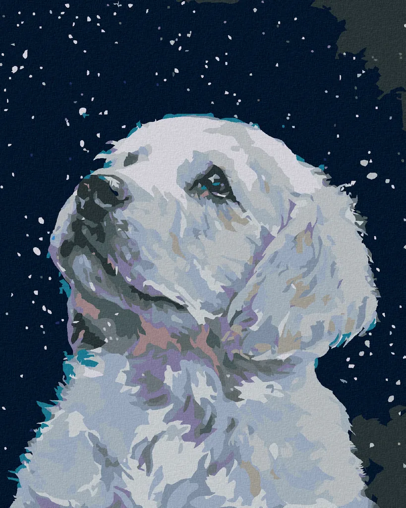 Zuty Pittura con Diamanti Cucciolo Bianco 40x50 cm con Telaio in Legno