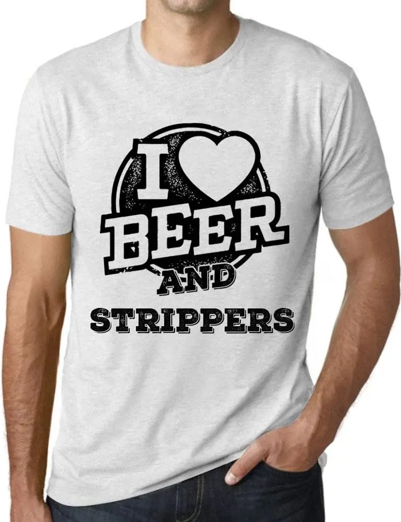 Herren Grafik T-Shirt Ich liebe Bier und Stripperinnen – I Love Beer And Strippers – Öko-Verantwortlich Vintage Jahrgang Kurzarm Lustige Druck