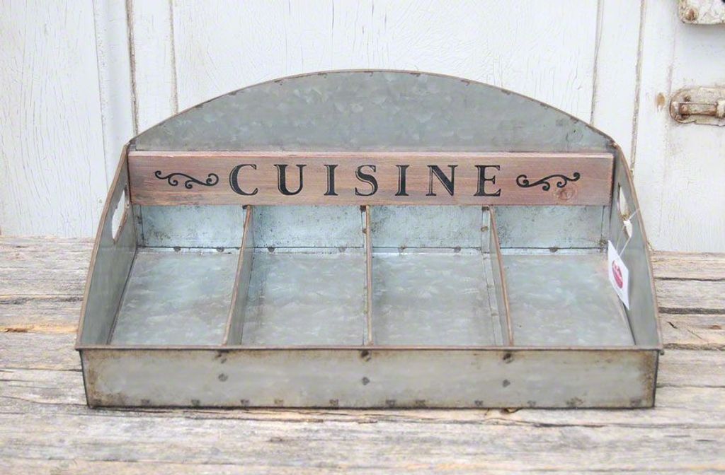 Besteckkasten Zink Optik 4-Fach Cuisine Gastro