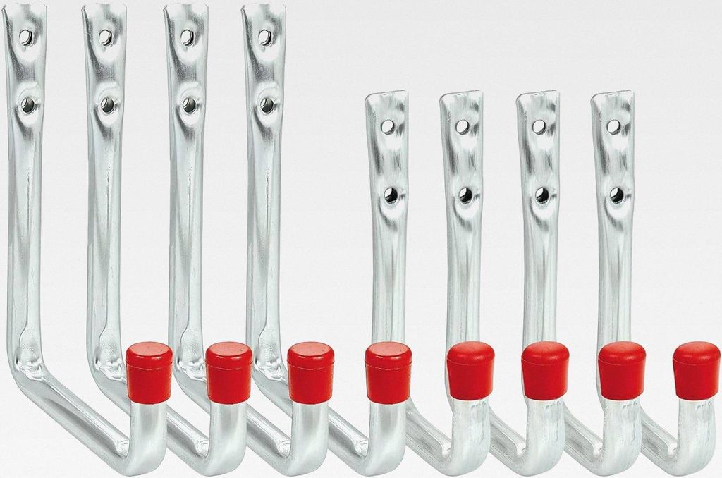 Wandhaken Gerätehaken Garagenhaken Lasthaken Haken | Traglast 35 bzw.25 kg | witterungsbeständig | U-Form, 8-teiliges Set, 2 Größen (125x86x53x...