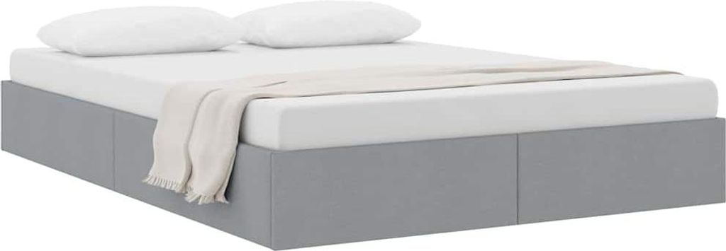 vidaXL Aufbewahrungsbett mit Kopfteil Hellgrau 135 x 190 cm Stoff
