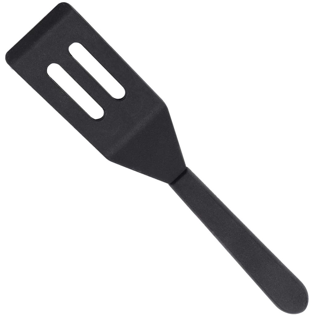 Flexibler Silikon-Servierspatel, hitzebeständig, antihaftbeschichtet, mit Rillen für Fisch, Eier, Pfannkuchen und Pfannengerichte (schwarz)