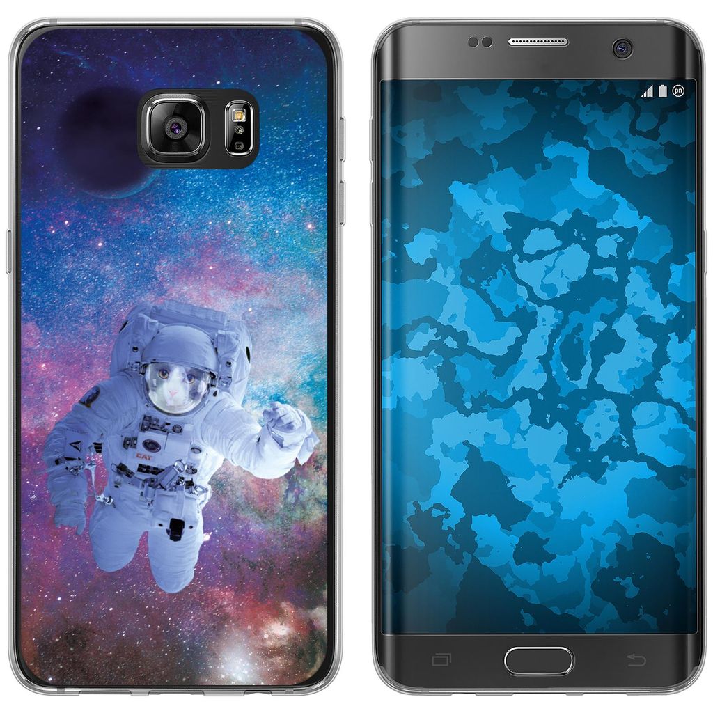 PhoneNatic Case kompatibel mit Samsung Galaxy S7 Edge Silikon-Hülle Space Catronaut M5