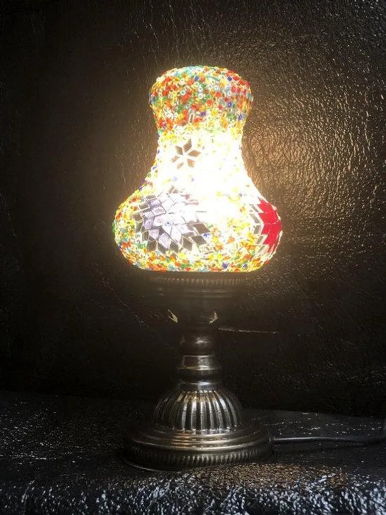 Lampe mosaïque poire faite main - Lampe de table turque artisanale 30cm