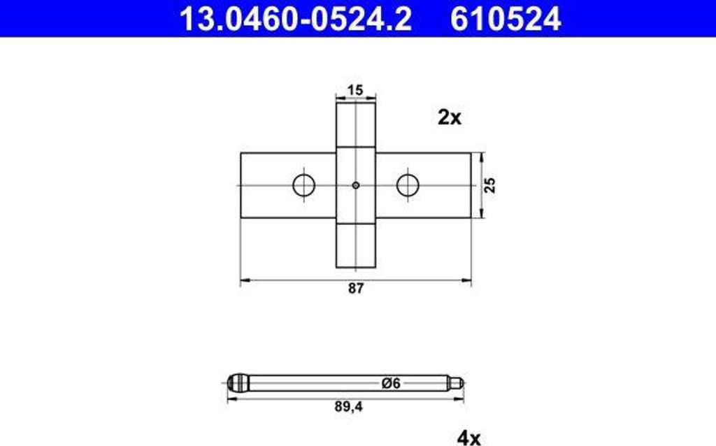 ATE 13.0460-0524.2 Zubehörsatz, Scheibenbremsbeläge OE 600814200A kompatibel mit Model S, S60, V70