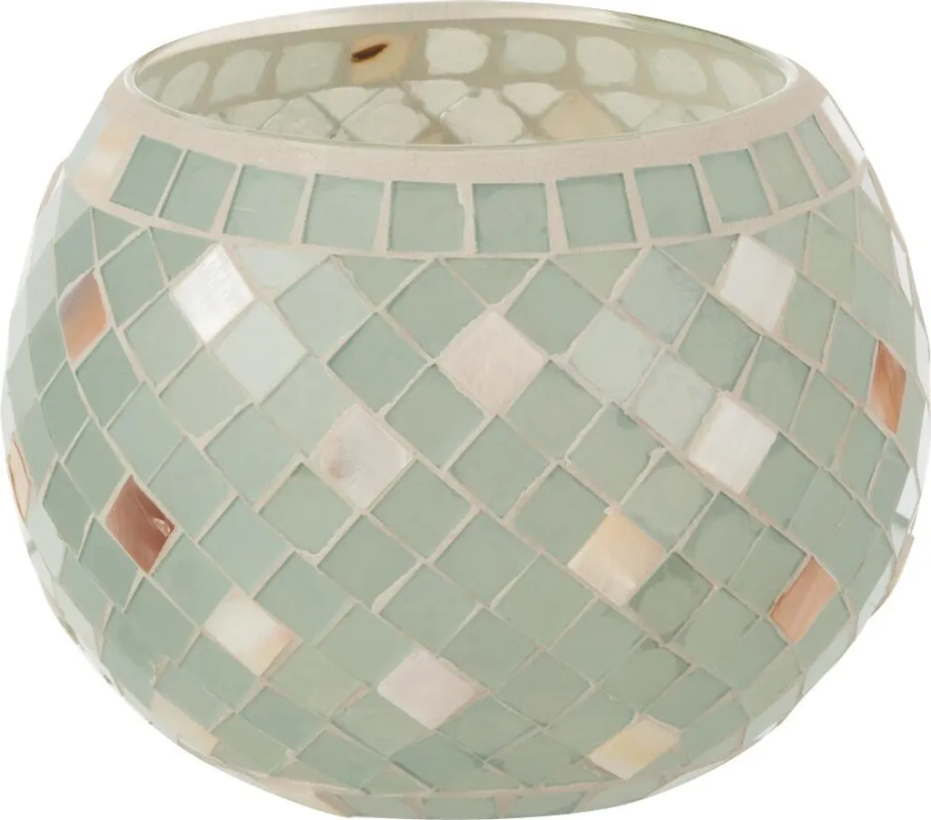 Bougeoir J-Line Mosaïque Gris - Illuminez vos Coins Sombres 15cm