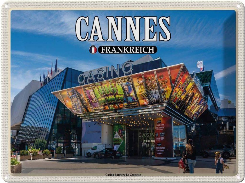 vianmo Blechschild 30x40 cm Cannes Frankreich Casino Barrière Abenteuer Reisen Urlaub