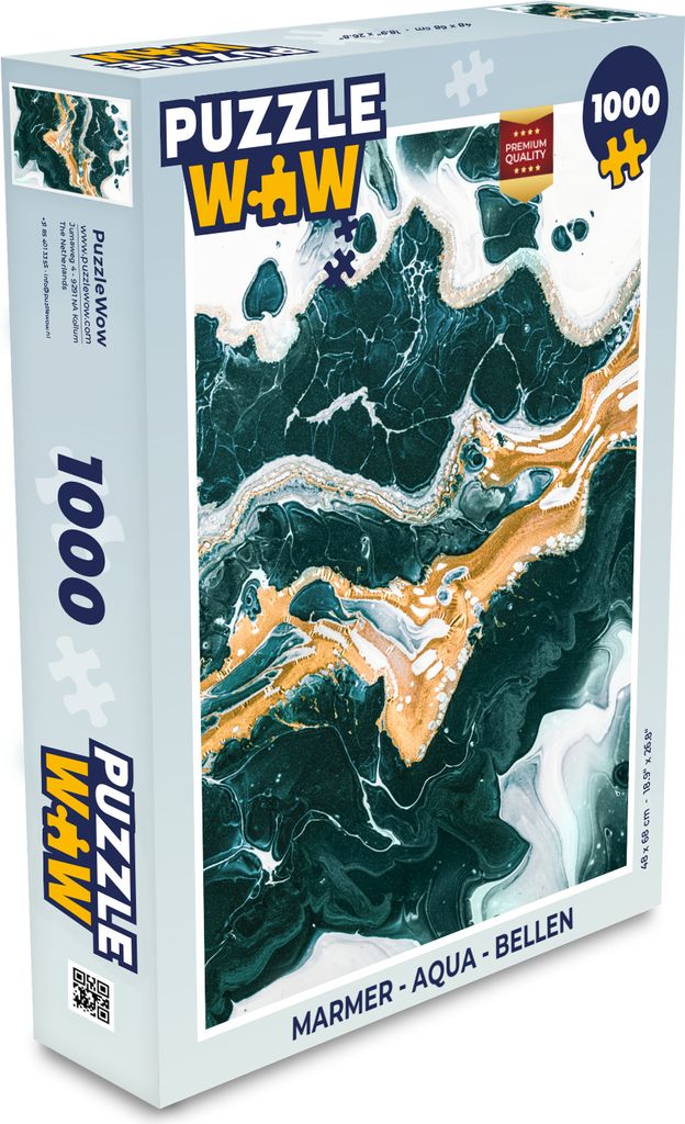 MuchoWow Puzzle 1000 Teile Marmor - Aqua - Blasen - Spielzeug - Alt und Jung - Spiele - Puzzeln