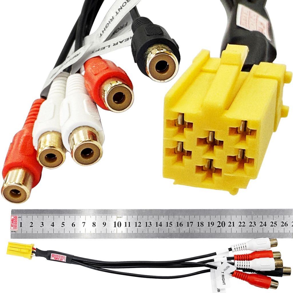 Mini-ISO Line-Out Adapter 5x Cinch Sub Preamp kompatibel mit Becker Autoradio