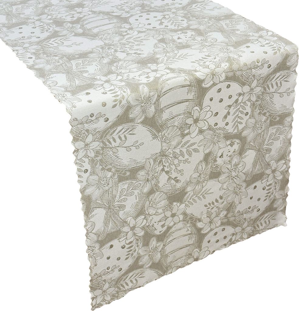 Zweiseitige Fleckabweisende Tischläufer Z-3440 Ostern Beige Ostereier 40x80 cm