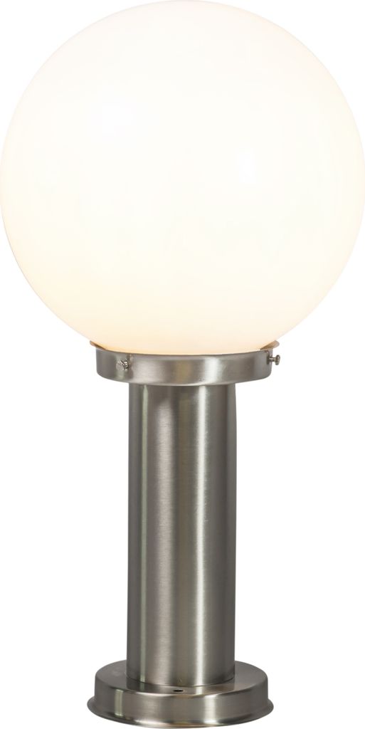QAZQA - Moderne Außenlaterne Stahl I Silber I nickel matt Edelstahl I nickel matt 50 cm - Sfera I Außenbeleuchtung - Edelstahl Länglich - LED ge...