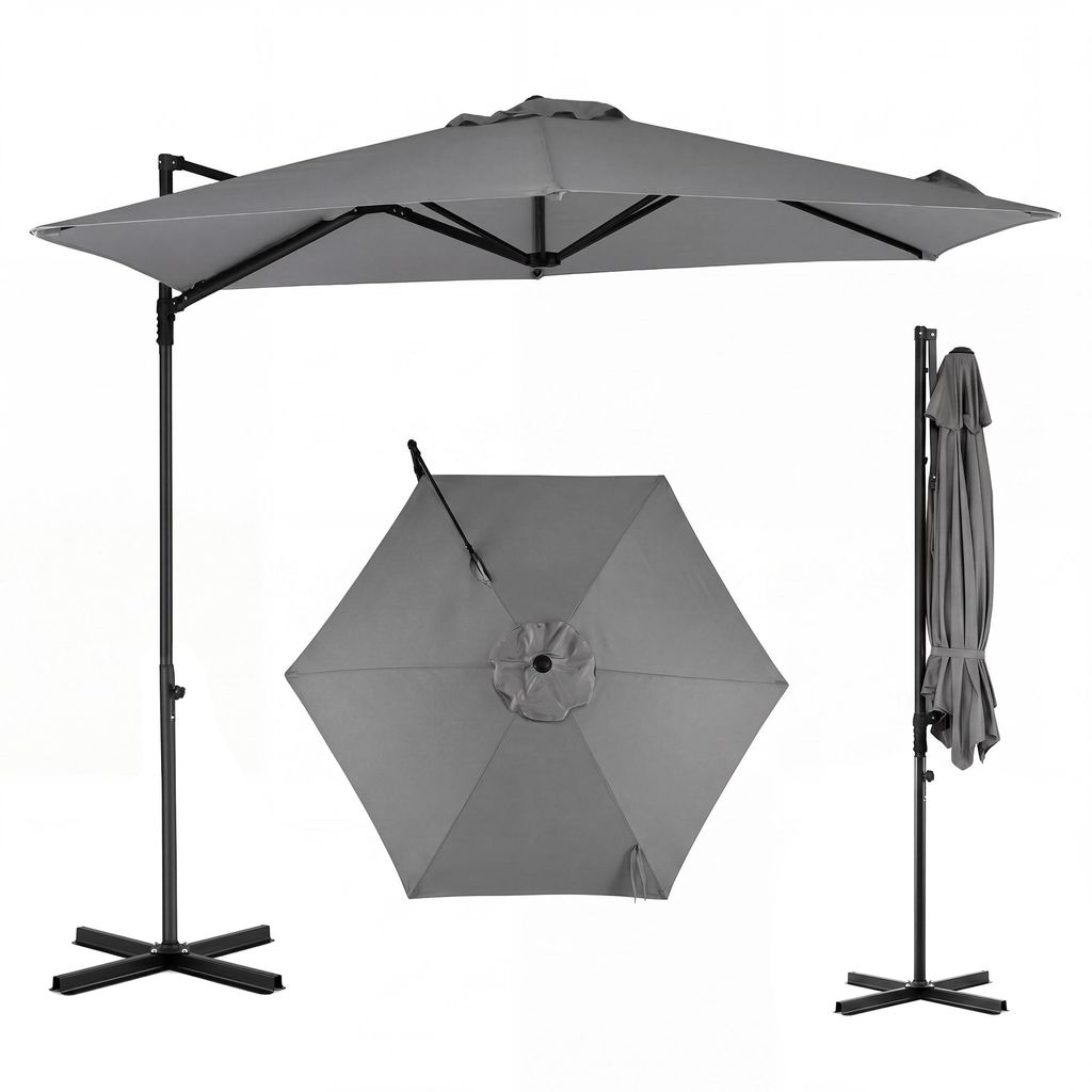 COSTWAY Parasol, diameter 270 cm, hangparasol, 360° Productafbeelding 