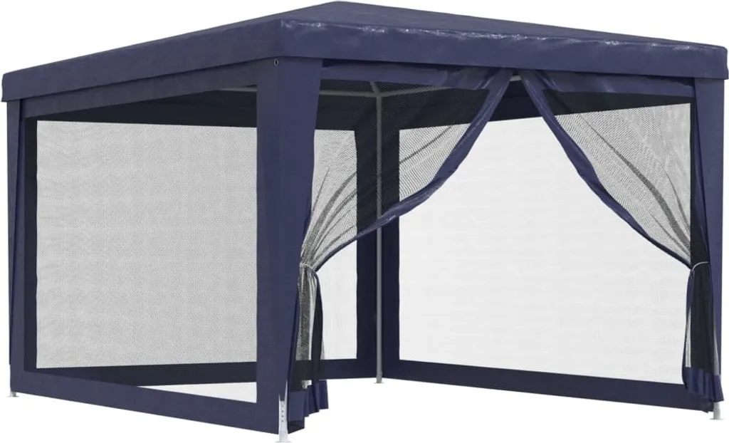 Tenda Giardino 3x4m Blu HDPE con 4 Pareti a Rete - Design e Comfort