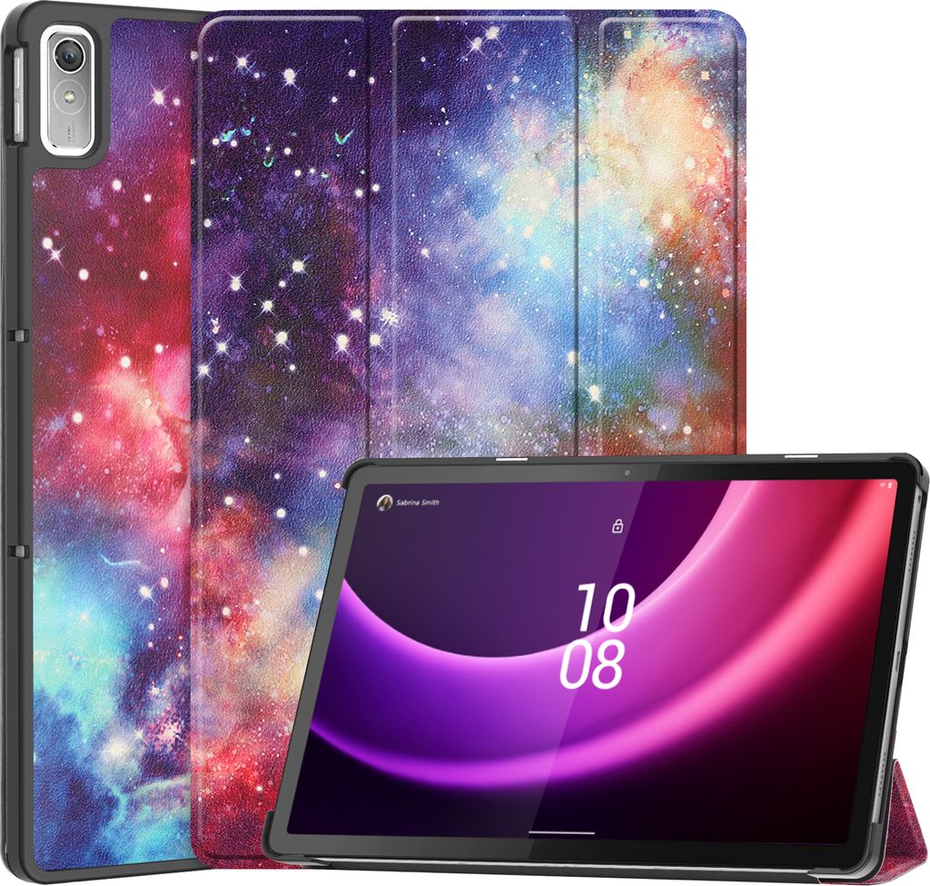 Case2go - Hülle kompatibel mit Lenovo Tab P11 2nd Gen (2022) - 11.5 inch - Mit AutoWake-Funktion Kunstleder TPU Tablet Case Schutzhülle - Galaxis