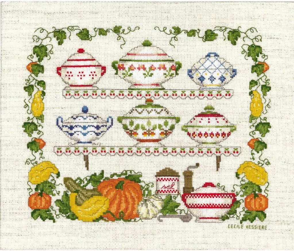 Kit Point de Croix Le Bonheur des Dames Terrine 22x17,5 cm à Broder