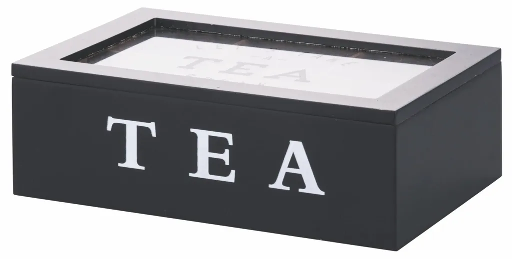 Coffret de rangement thé Sibilla avec 6 cases et couvercle vitré chic