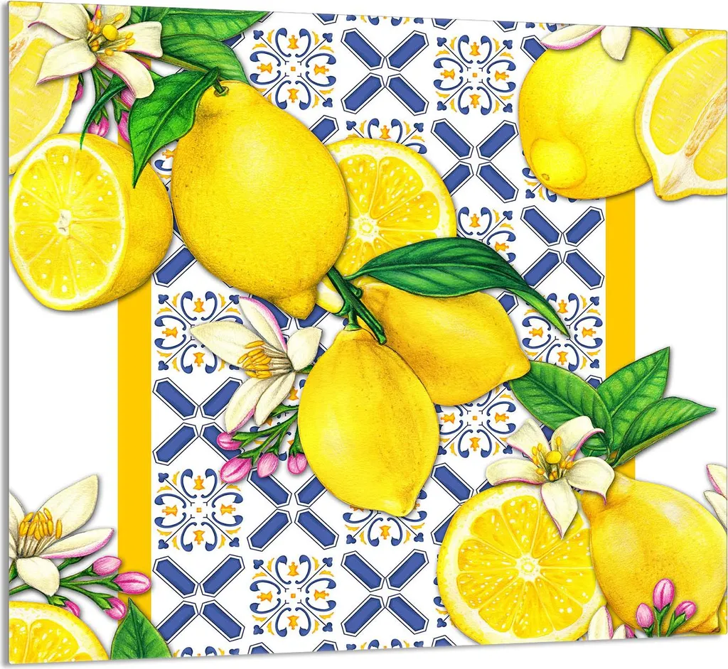 Pannello Vetro Cucina 65x60 Limoni - Protezione e Tagliere Sicuro