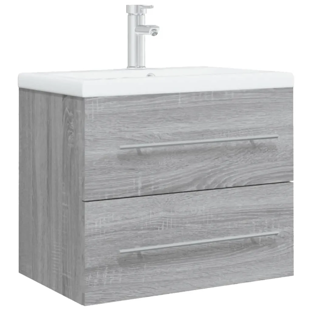 Meuble sous-lavabo avec vasque intégrée pour salle de bain Gris
