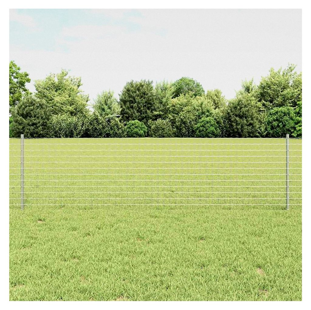 Euro-Zaun Set aus 2 verzinktem Stahl 25 x 0,6 m mobiler Gartenzaun für Garten, Hof, Hühnerzaun, Kaninchengehege