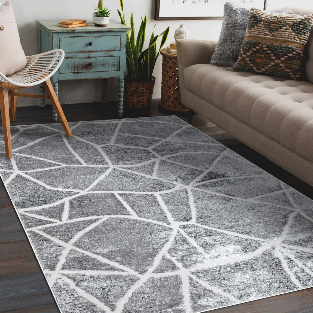 Tapis MEFE Gris à Double Molleton - Texture Marbre et Relief 3D