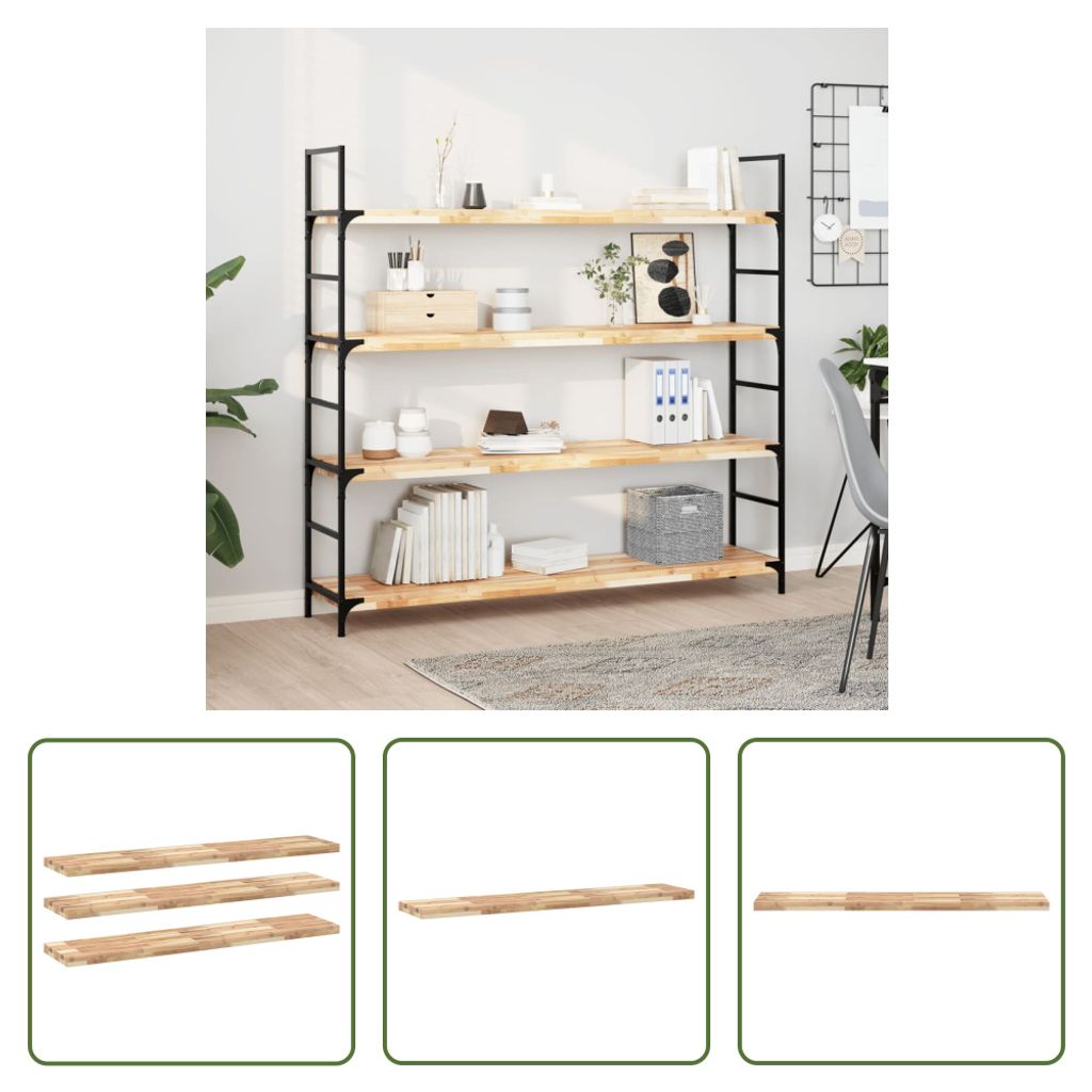 The Living Store Schweberegale 3 Stk. 160x30x4 cm Massivholz Akazie Unbehandelt