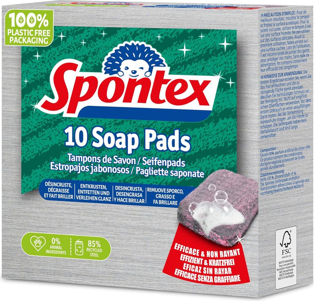 Mýdlové polštářky Spontex 10 kusů účinně čistí a Obrázek produktu 
