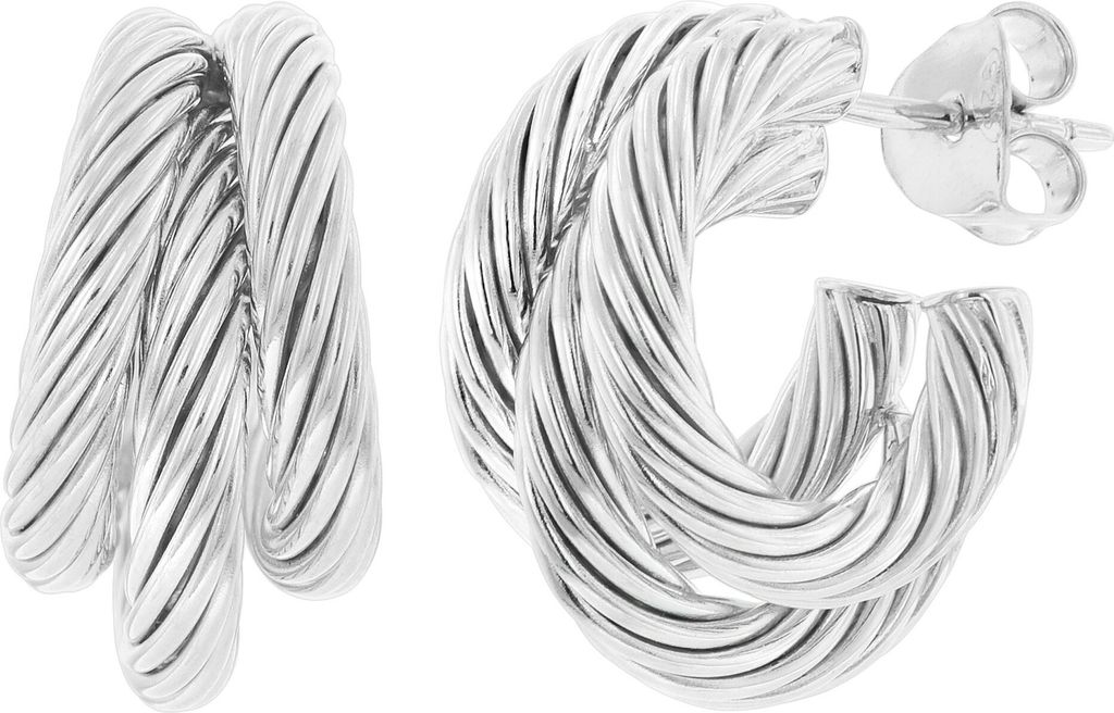 trendor 15928 Damen-Ohrringe Halbcreolen 925 Silber Steckcreolen 18 mm