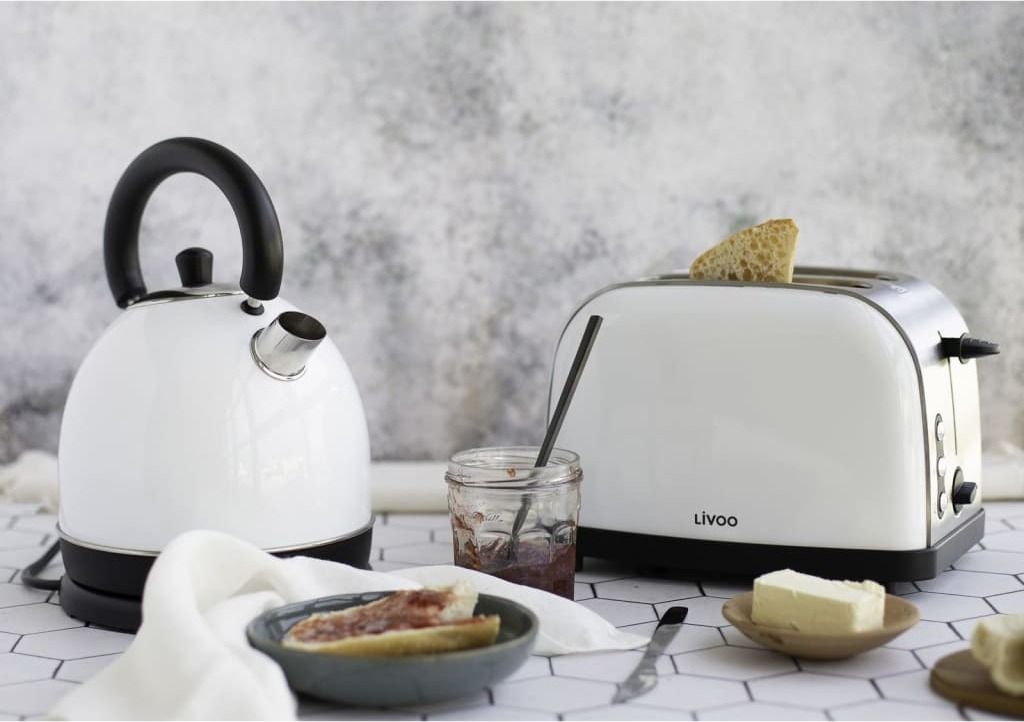 Livoo Vintage-Früstücks-Set Edelstahl Weiß Produktbild 1