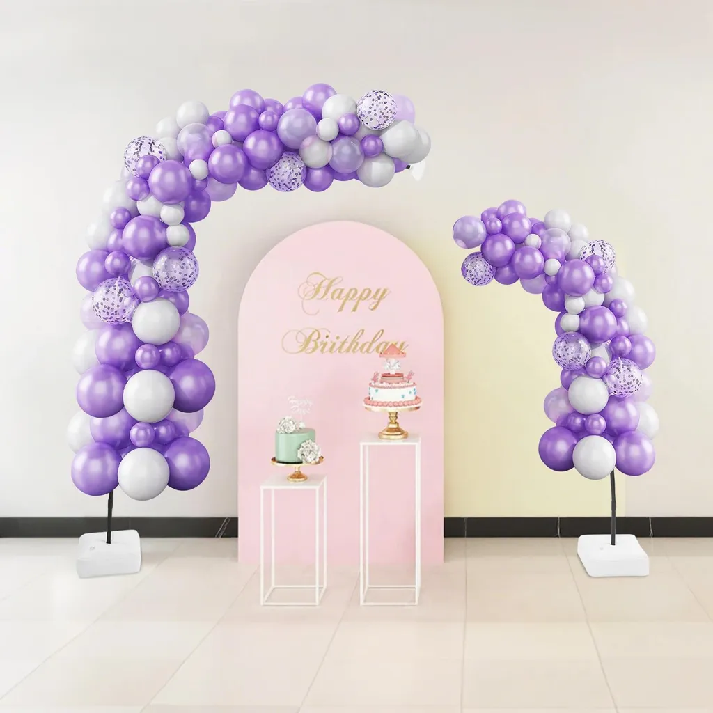 Arche à Ballons pour Mariage et Anniversaire Structure Sol Noire de 2,5m - 6