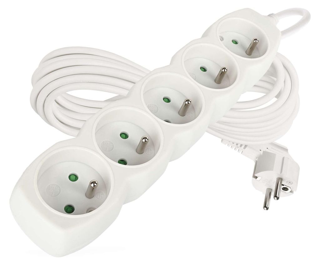 Prodlužovací kabel 7 m / 5 zásuvek / bílý / PVC / 1,5 mm2