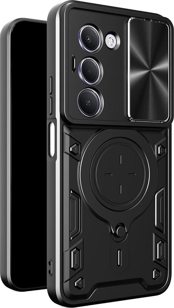 TPU Hülle für Xiaomi Redmi 15C 5G / 4G Textur Sliding Kamera Ring Hülle Schwarz