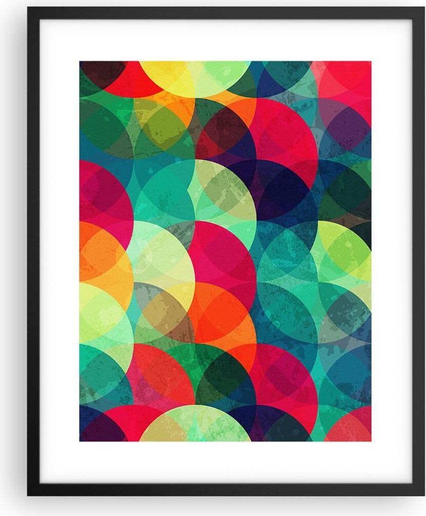 Gerahmtes Poster - Schwarzer Rahmen - Farben Räder Abstraktion - 40x50 cm - Wand Bild - Wanddeko - Wandbilder - Kunstposter - Wandposter - Bilderr...