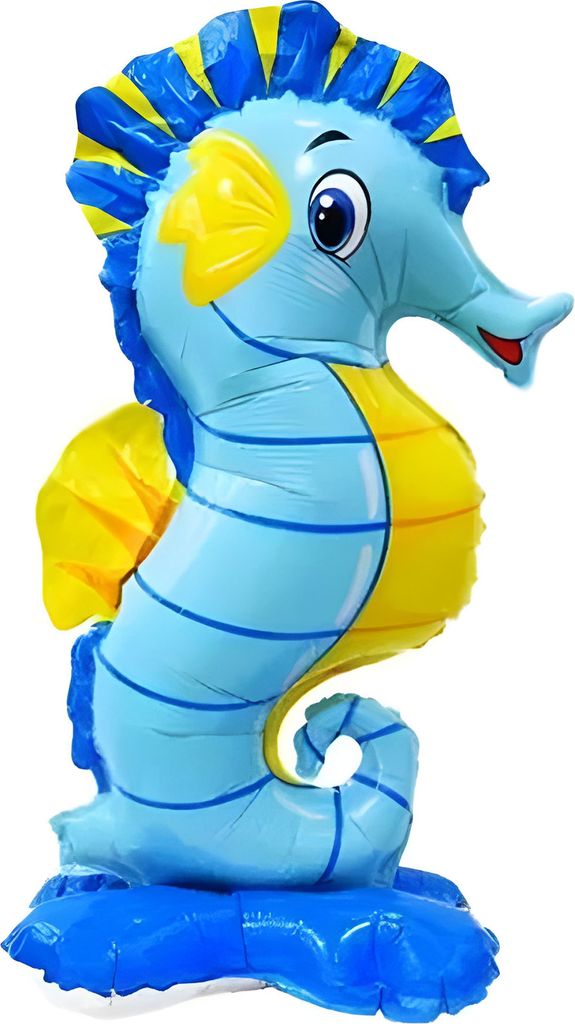 Folienballon Aufsteller 3D, Seepferchen blau ca. 36*63 cm