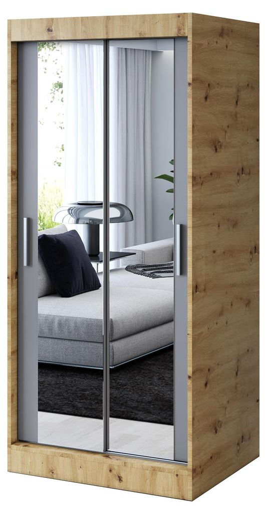 Kleiderschrank Artisan Eiche & Anthrazit Matt - 90x200cm - Produktbild 