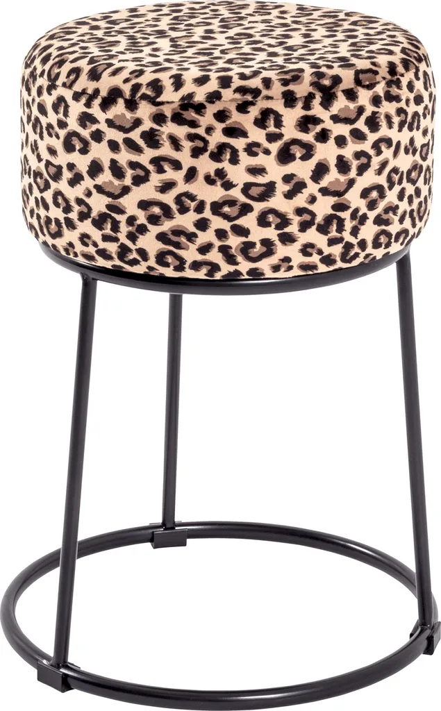HAKU Möbel Pouf Motif Noir en MDF et Métal - Tabouret Design 30x46x30 cm