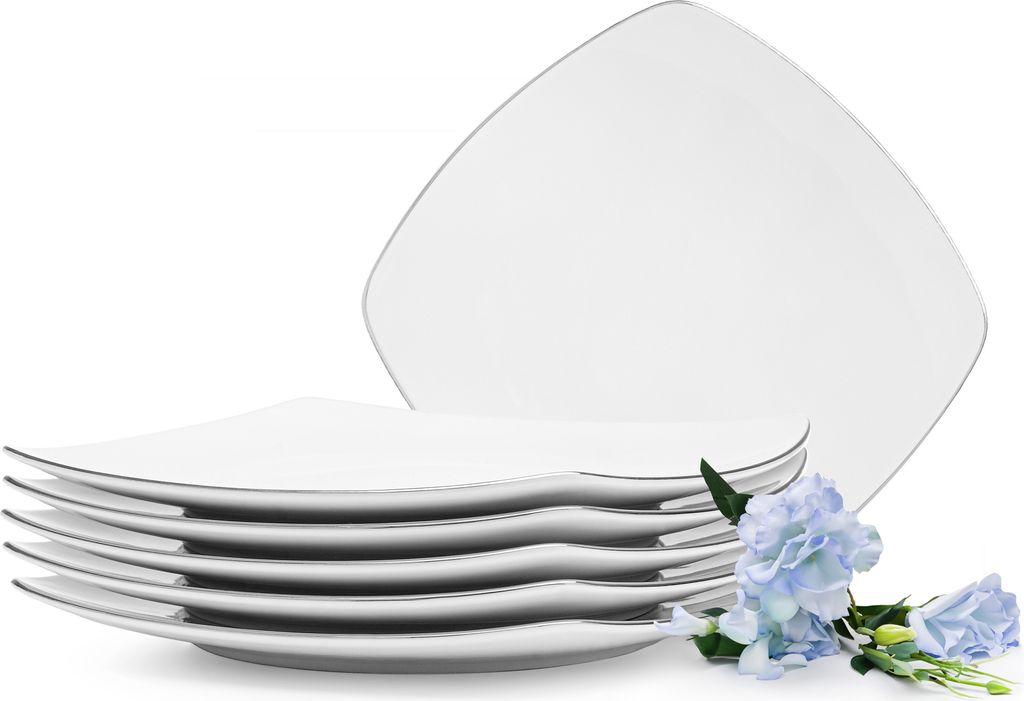 KONSIMO Essteller 6 tlg. "CARLINA", Weiß, Porzellan, Modern, 25,5x25,5cm