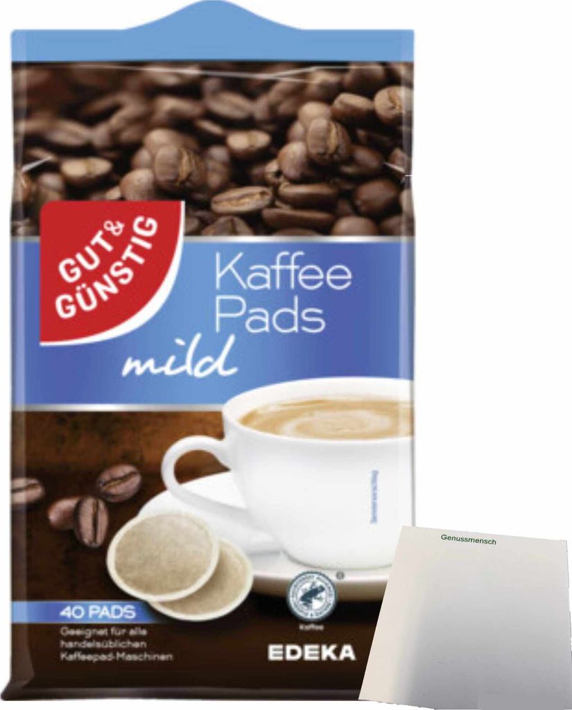 Gut & Günstig Kaffeepads Mild 40er (280g Packung) + usy Block