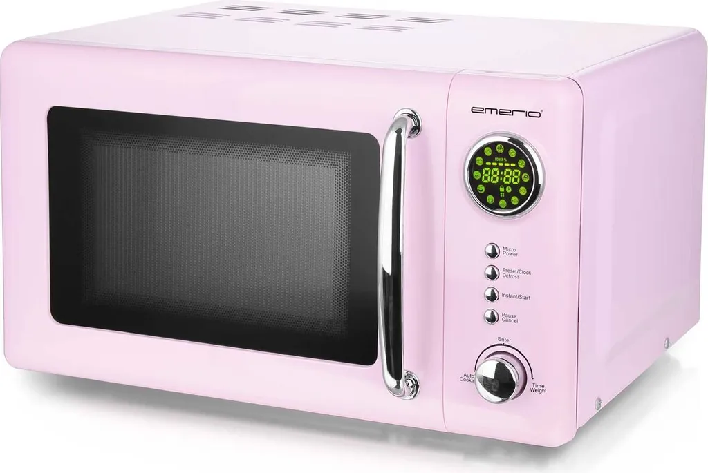 Micro-ondes rétro Emerio MW-112141.1 rose pastel de 20L avec 700W